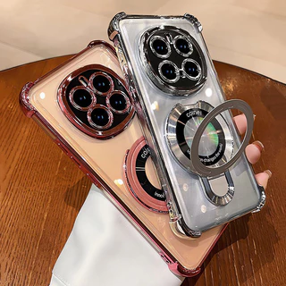 สําหรับ Honor Magic 8 Pro Magic 7 6 5 4 3 Pro 7 Lite วงเล็บแหวนชุบเคสโทรศัพท์แม่เหล็กกล้องป้องกันถุงลมนิรภัยกันกระแทกซิลิโคนอ่อนนุ่มฝาครอบ