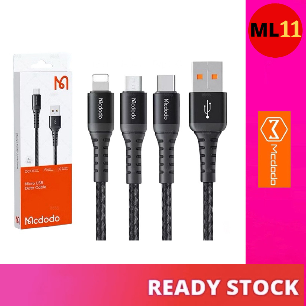 MCDODO สายเคเบิลข้อมูล USB 3A QC4.0 Super Fast Quick Charging CA-2710 CA-2281 CA-2700