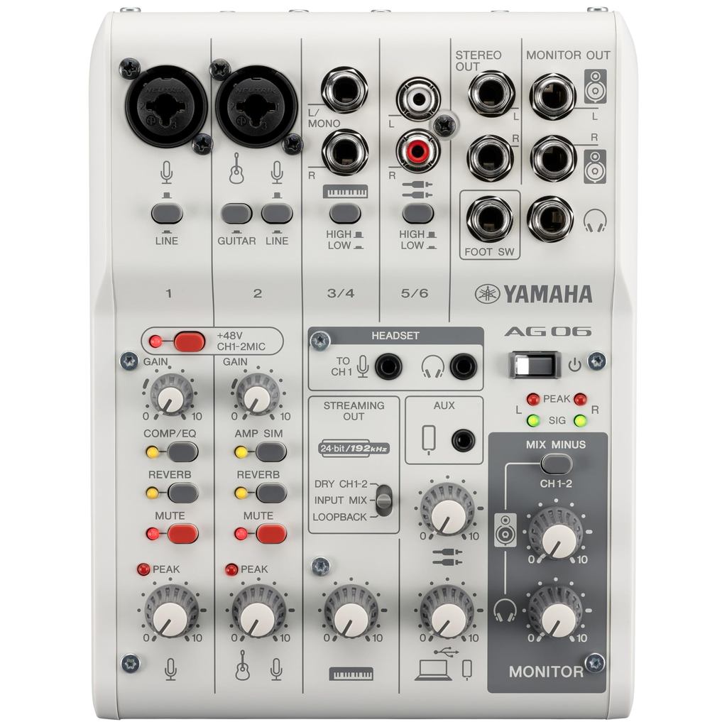 YAMAHA Live Streaming Mixer 6 Channel สีขาว AG06MK2 W สินค้าใหม่ถูกกฎหมายและเป็นของแท้