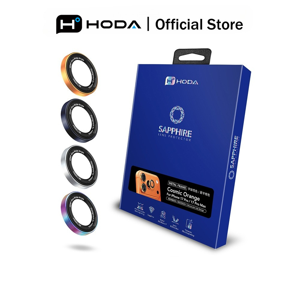 HODA Sapphire ตัวป้องกันเลนส์ DSLR Visual Design ป้องกันลายนิ้วมือครอบคลุมเต็มรูปแบบฟิล์มป้องกันกล้องด้านหลังสําหรับ iPhone 17 / 16 / 15 Series