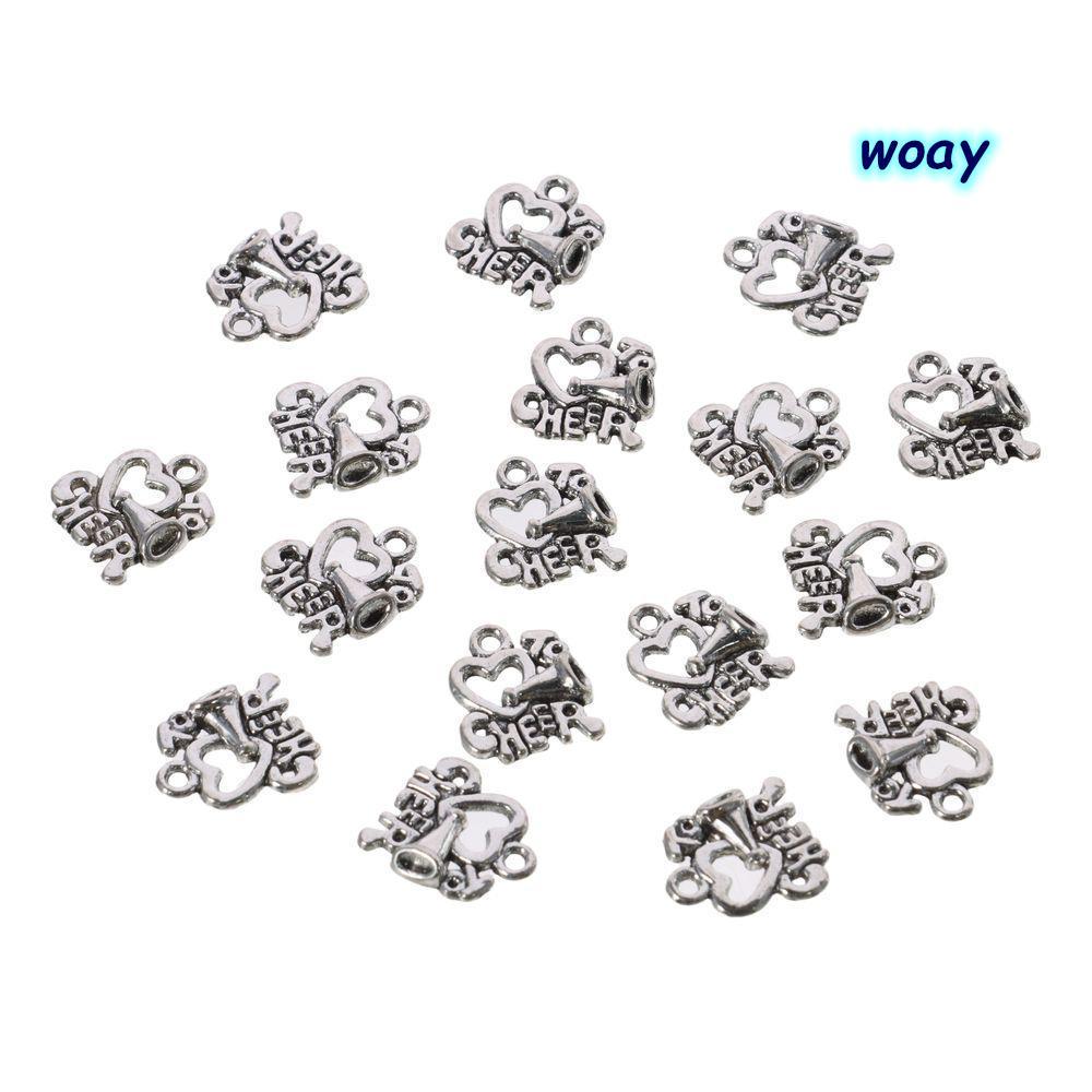 WOAY 50 ชิ้น Cheer Leading Theme Charms, Sliver 17x16 มม.รูปหัวใจ Cheer Horn Charms ทนทานและทนทาน I 