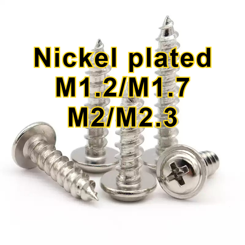 หัวกลมไขว้ชุบนิกเกิลพร้อมแผ่นแตะตัวเอง, หัวกระทะข้ามสกรูเมสัน M1.2/M1.4/M1.7/M2/M2.3*L=3-12MMZHX-WJ-