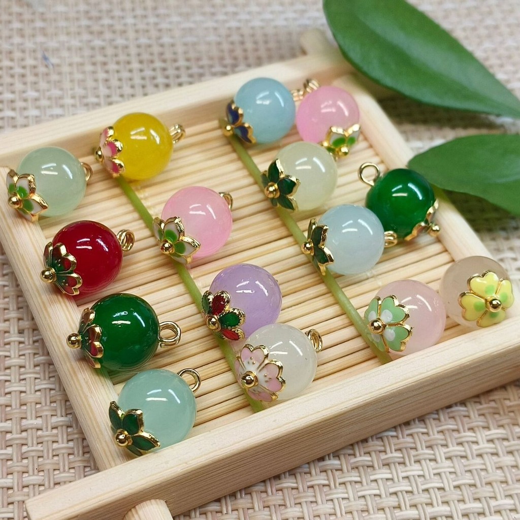 สไตล์ cheongsam หัวเข็มขัดเลียนแบบหยกลูกปัด 中式黑金扣 im tail จี้โลหะ ดอกไม้  复古古 装饰扣子122QQ