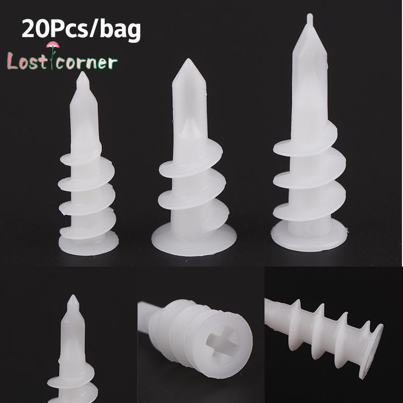 [Lostcorn] 20 ชิ้น Self เจาะพลาสติก Drywall Anchors หมุดพลาสติก Self เจาะ Drywall Anchor Kit เจาะและ