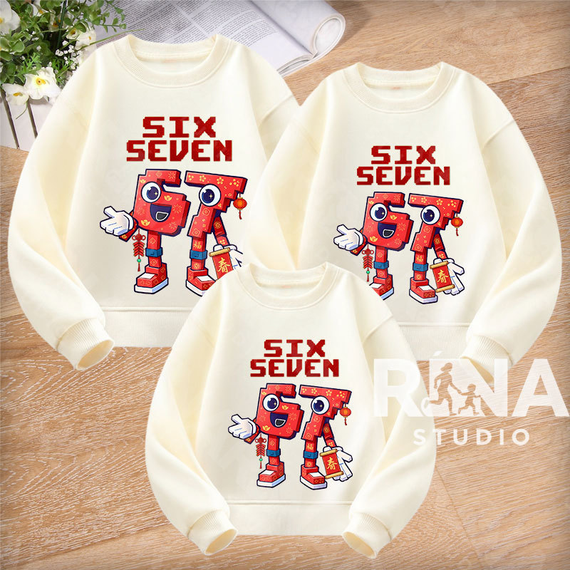 🔥พร้อมส่ง&COD🔥RINA STUDIO🔥 ชุดครอบครัว สเวตเตอร์คอกลมไม่มีหมวก 100%ผ้าฝ้าย มีม67 ฮิตทั่วไทย A123#2