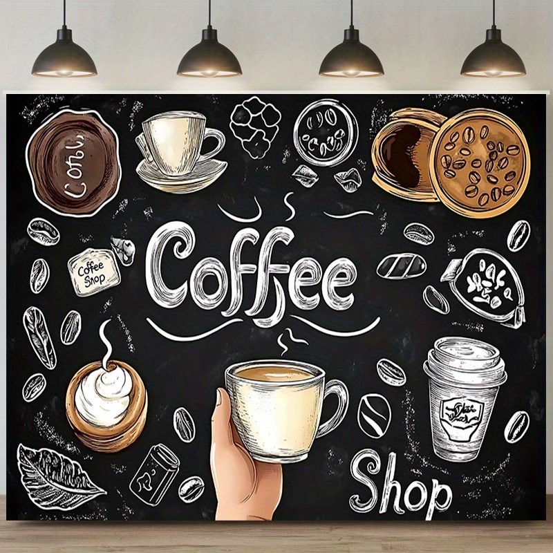 แบนเนอร์ปาร์ตี้ธีมกาแฟพร้อมศิลปะลาเต้และการออกแบบช็อคโกแลต-เหมาะสําหรับวันเกิดเหตุการณ์คาเฟ่และตกแต่งบ้านโพลีเอสเตอร์ไฟเบอร์ตกแต่งผนังพรรคแสดงแบนเนอร์อ