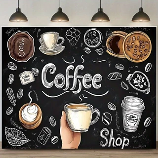 แบนเนอร์ปาร์ตี้ธีมกาแฟพร้อมศิลปะลาเต้และการออกแบบช็อคโกแลต-เหมาะสําหรับวันเกิดเหตุการณ์คาเฟ่และตกแต่งบ้านโพลีเอสเตอร์ไฟเบอร์ตกแต่งผนังพรรคแสดงแบนเนอร์อ