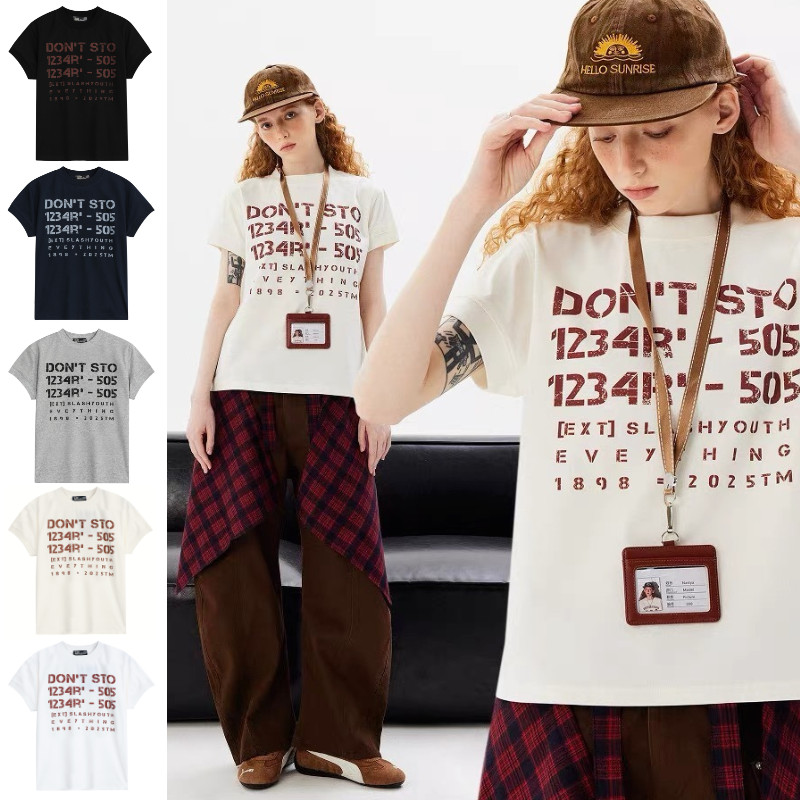 เสื้อยืดแขนสั้นผู้ชาย สไตล์อเมริกัน ลายพิมพ์ศิลป์ เหมาะทุกเพศ