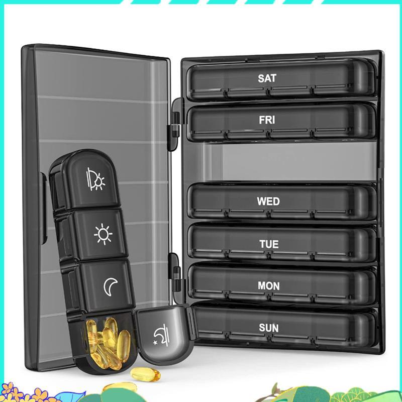 1 ชุดกล่องยารายวัน 4-Times A Day, 7 วันแบบพกพาสําหรับเดินทาง