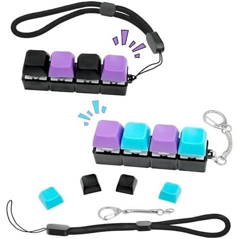 คีย์บอร์ด Fidget Clicker สําหรับผู้ใหญ่ 2 ชิ้น Slient & Clicky Fidget Keyboard Keychain Clicker สําห