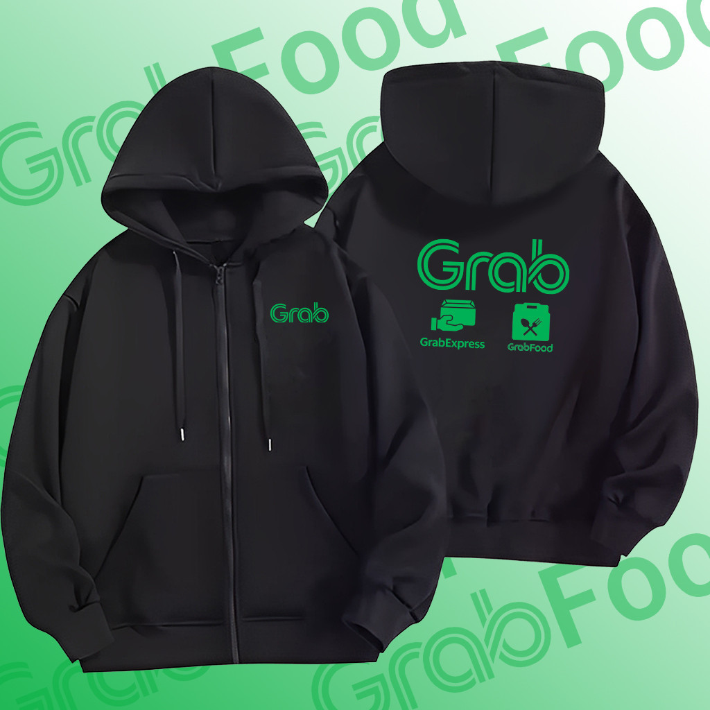M-3XL Grab Team Hoodie Jacket | Comfortable Zip-Up Sweatshirt | เสื้อฮู้ดมีซิป Grab งานผ้านุ่ม ใส่ขับรถหรือเที่ยวก็เท่