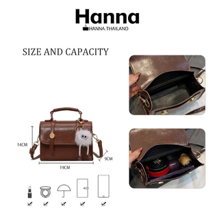 Hanna กระเป๋าสะพายคู่แฟชั่น วิทยาลัยลม วินเทจเรียบง่าย เวอร์ชันเกาหลี กระเป๋าาถือ
