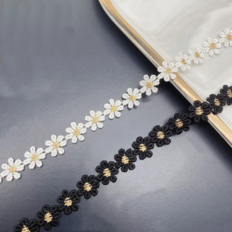 5Yards/Lot Embroidered Flower Ribbon Sewing Lace Kintted Fabric Handmade Craft Accessories