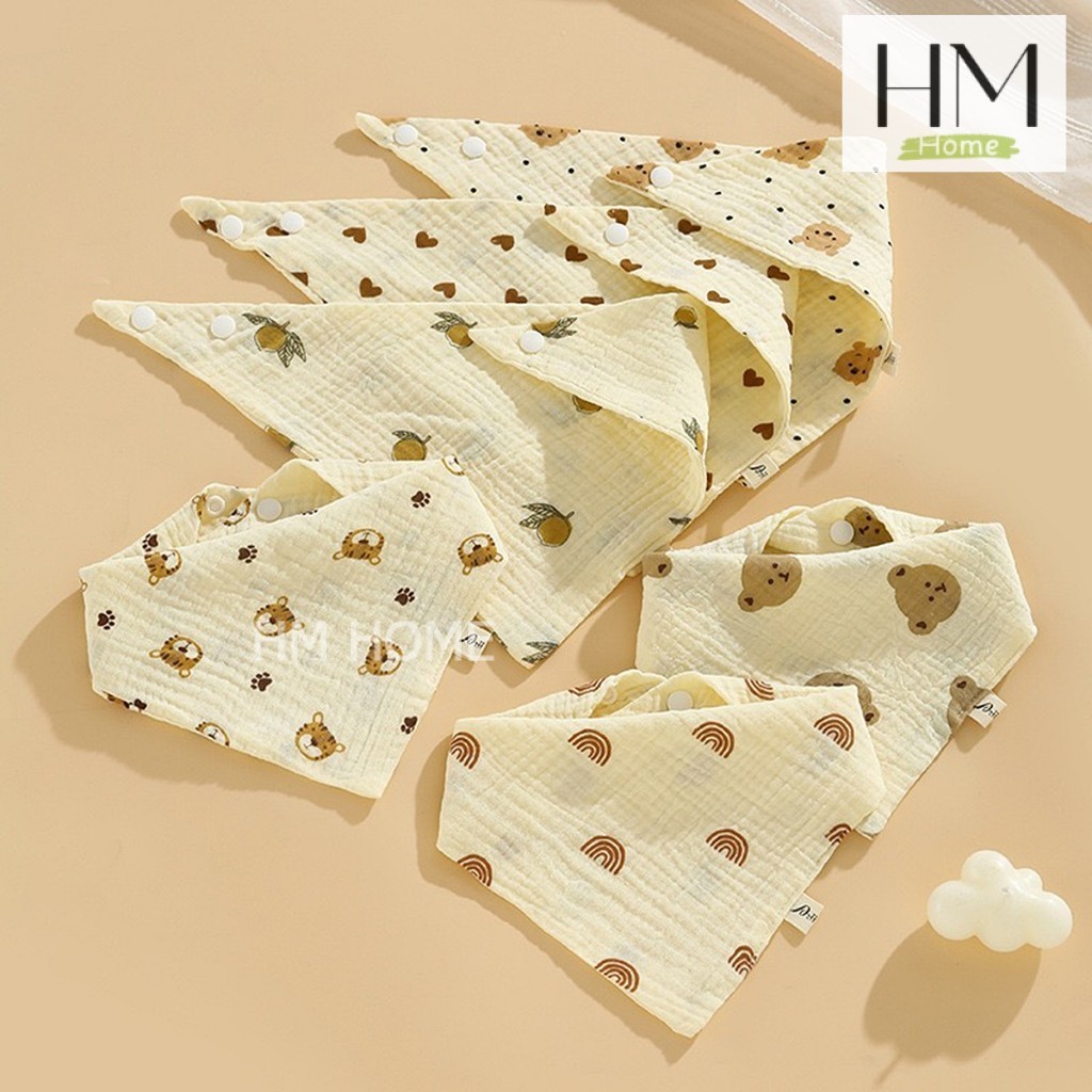 ใหม่ ผ้าซับน้ำลายแบบมีกระดุม ผ้ากันเปื้อนเด็ก ซึมซับง่าย มินิมอลใส่ง่าย