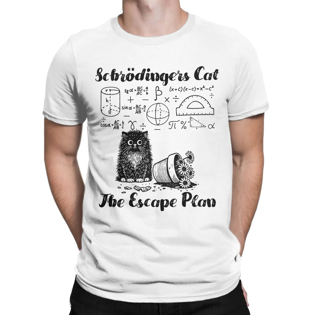 Schrödingers Cat The Escape Plan Schrödingers Cat The Escape Plan T เสื้อฤดูร้อน Tee เสื้อสําหรับชาย