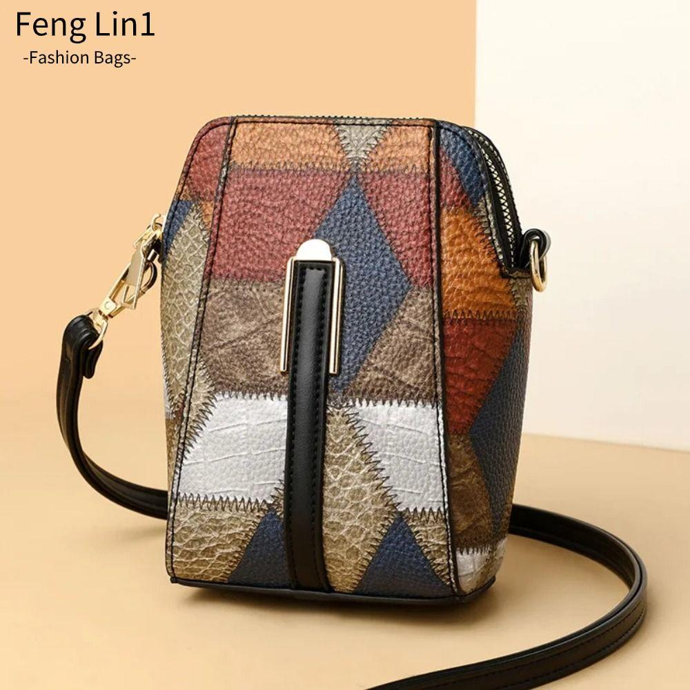 Fengling กระเป ๋ าสะพายไหล ่ หนัง PU กระเป ๋ าสะพายข ้ างเปลือกหอยเล ็ กกระเป ๋ าโทรศัพท ์