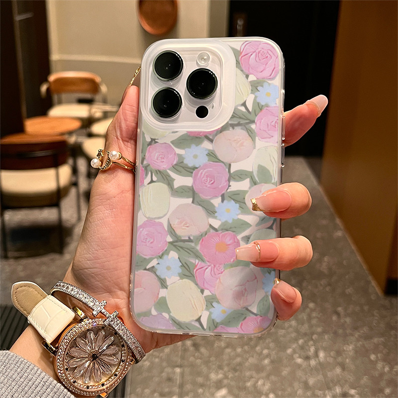 Monet Powder Rose Garden สําหรับกรณี 17 16pro iPhone 15 Phantom 14 13pro11