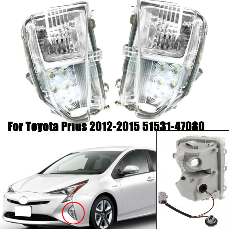 ไฟตัดหมอกรถยนต์สําหรับ Toyota Prius 2012 2013 2014 2015 ซ้ายและขวา Auto LED DRL กันชนหน้าขับรถชุดไฟต