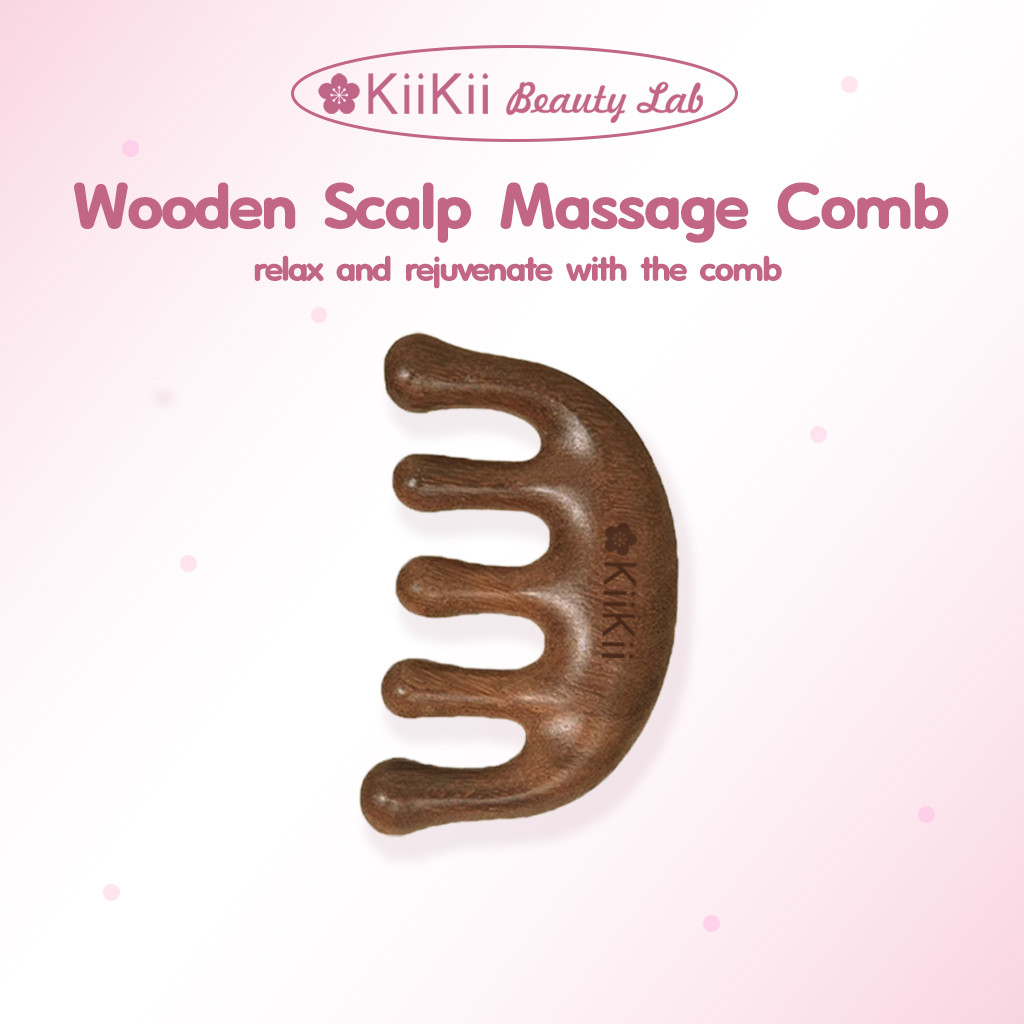 KiiKii Beauty 4 in 1 หวีผม หวีไม้ ไม้จันทน์ทอง หัวกลม นวดหนังศีรษะ ไม่เกิดไฟฟ้าสถิต ผมตรงแก้ผมพันกัน