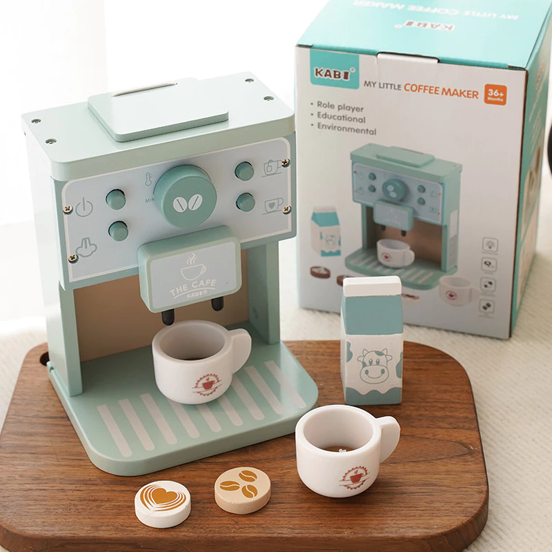 ชุดเครื่องชงกาแฟจำลองของเล่นไม้สำหรับเด็ก thumbnail 6