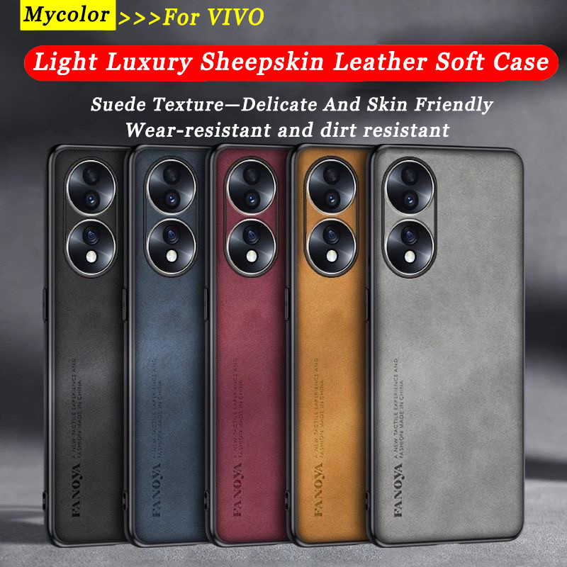 เคสโทรศัพท์หนังแกะแท้ หรูหรา กันกระแทก ด้าน สำหรับ VIVO Y78 Y78+ Y77 Y73 Y28 Y22 Y22s Y19 Y18 Y17 Y1