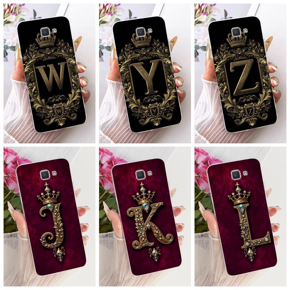 สําหรับ Samsung J5 Prime กรณี SM-G570F โปร่งใสหรูหรา Crown AZ ตัวอักษร 2D ทาสีปลอกอ่อนสําหรับ Samsun