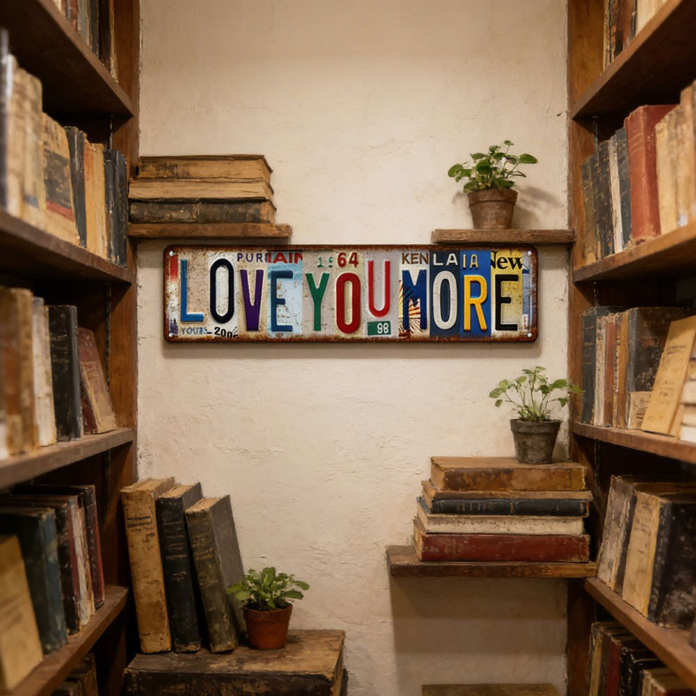 Vintage Love You More Metal Wall Decor Sign Rustic Romantic Home Decor Bedroom Living Room Decor