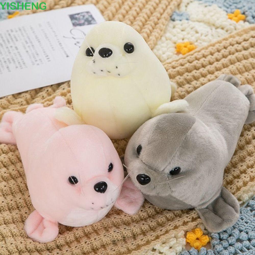 YISHENG Seal ตุ๊กตาตุ๊กตา, หมอนสัตว์ Fluffy Seal Plush ตุ๊กตาของเล่น, Casual Plushy น่ารักขนสัตว์ Se