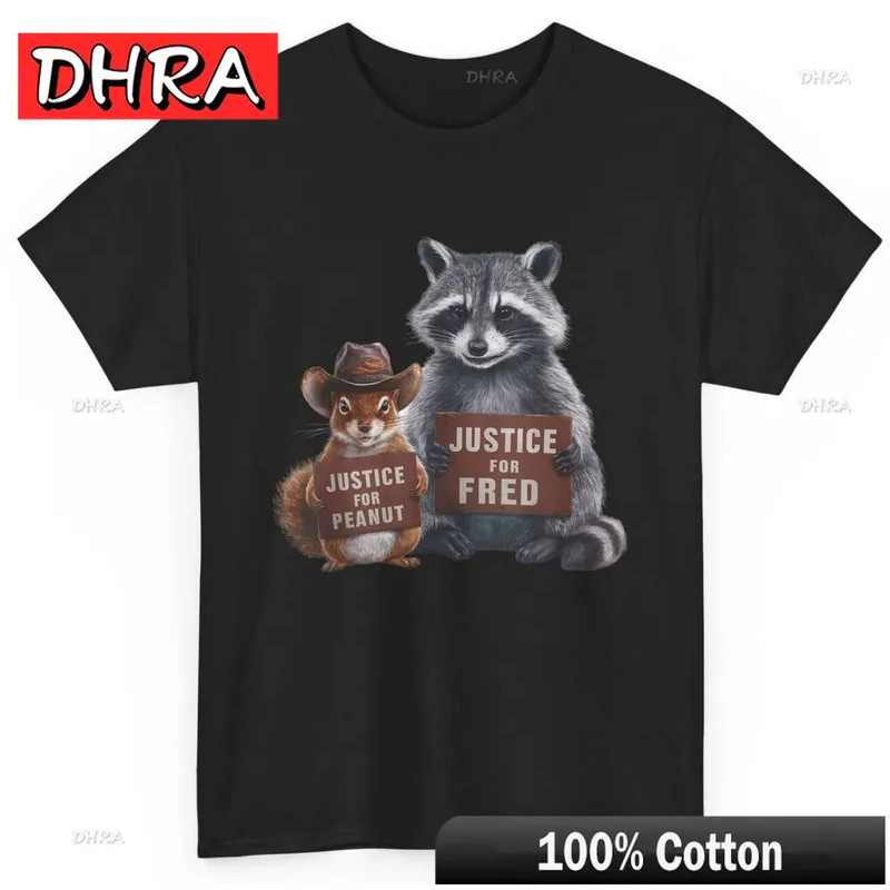 ความยุติธรรมสําหรับถั่วลิสงกระรอก Justice สําหรับ Fred The Raccoon เสื้อยืด Cool Urban Comed Edgy To