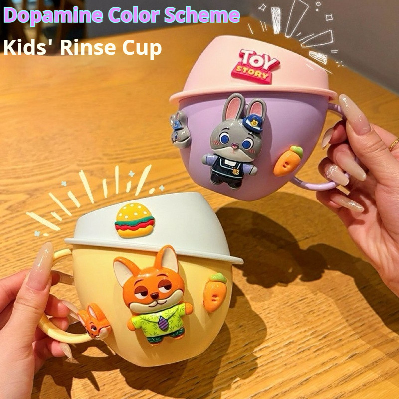 Crazy Animal City เด็กน่ารักแปรงสีฟันถ้วยรวมถ้วยน้ํายาบ้วนปากและแปรงสีฟันเหมาะสําหรับ Fami