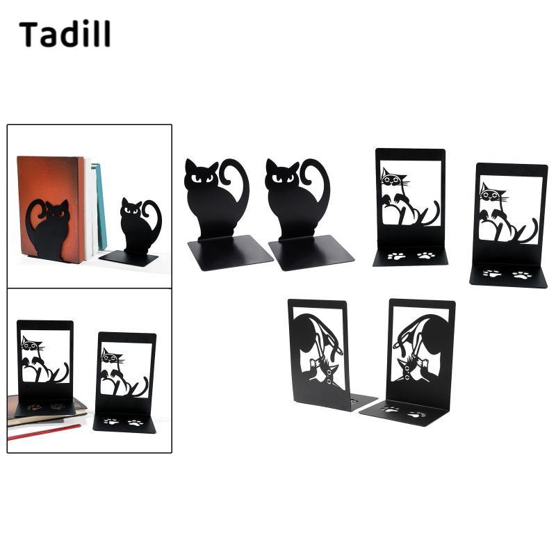 [negjsg] 2 ชิ้น Cat Bookends โลหะสําหรับหนังสือหนักการ์ตูน Book Stopper Book Holders