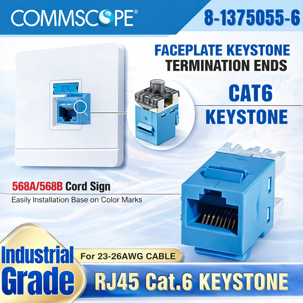 Commscope AMPNECT CAT6 Keystone Jack Module Network Connector Ethernet Module (8-1375055-6)