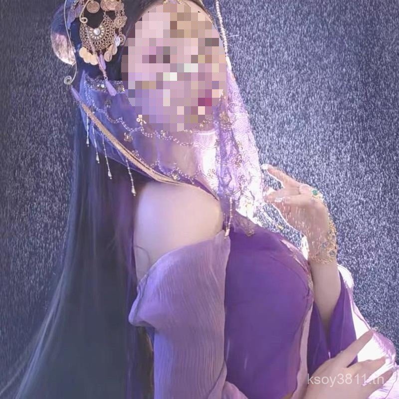 ผ้าคลุมหน้าสไตล์วีسترنและฮันฟู สำหรับเต้นรำแบบเอ็กซ็อติกและคอสเพลย์ IWG3