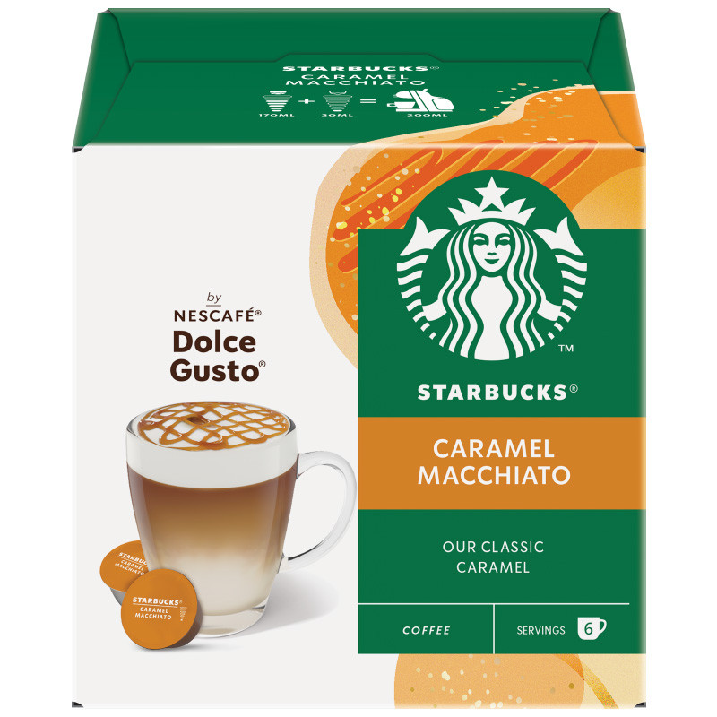 สตาร์บัคส์ดอลเช่กุสโต้กาแฟคั่วบดผสมเคาราเมลมัคคิอาโต้ 12แคปซูล 127.8กรัม Starbucks Dolce Caramal 127.8g [7613036943505]