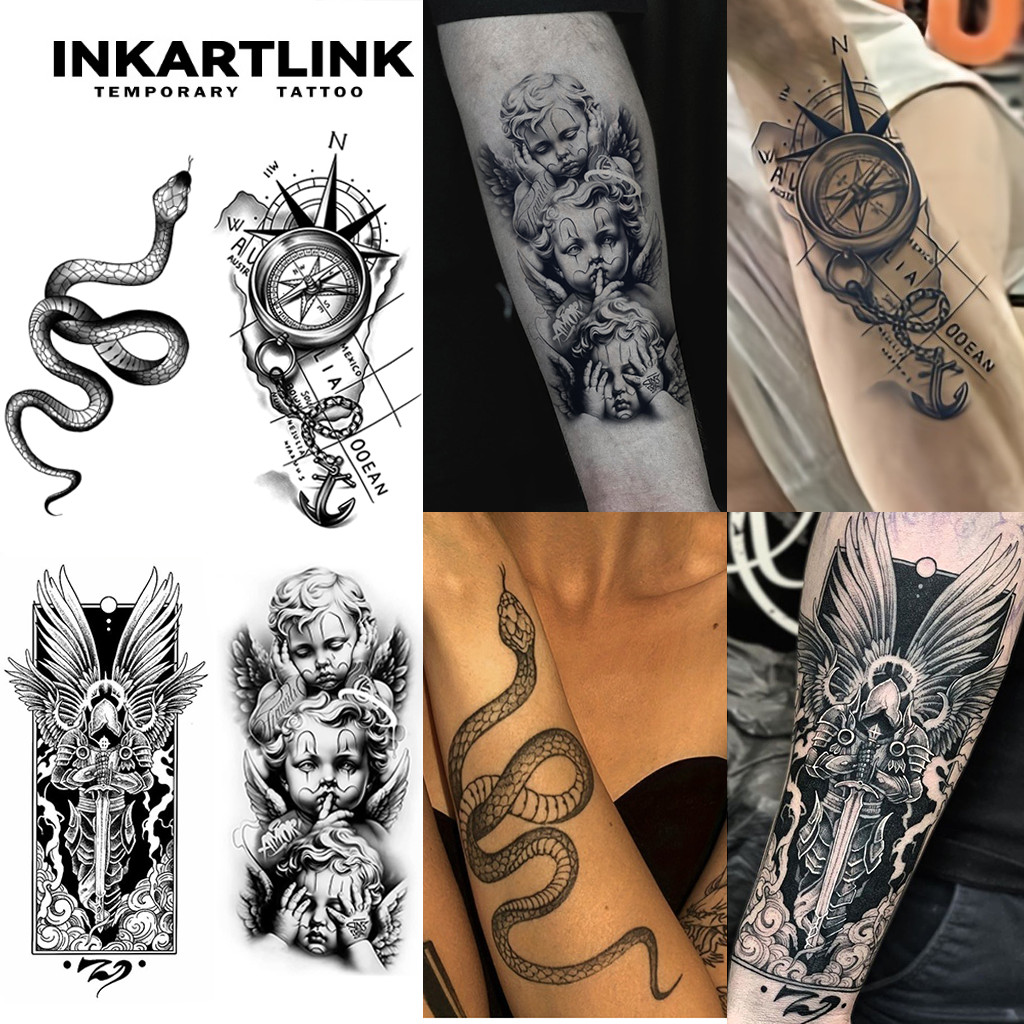 สติ๊กเกอร์รอยสักชั่วคราว Inkartlink Angelic Faith และ.Power กันน้ำ ติดทนนานถึง 15 วัน