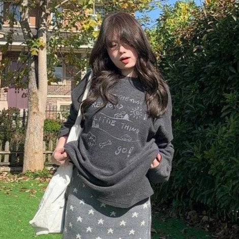 Loose Long Sleeve Korean Style University Style Long Sleeve T-shirt Ins Autumn and Winter Warm Top S