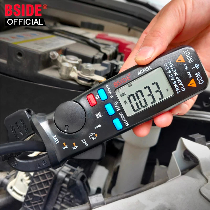 BSIDE ACM91 Digital Clamp Meter 1mA Precision Ammeter Clamp DC AC 100A Professional มัลติมิเตอร์รถแอ