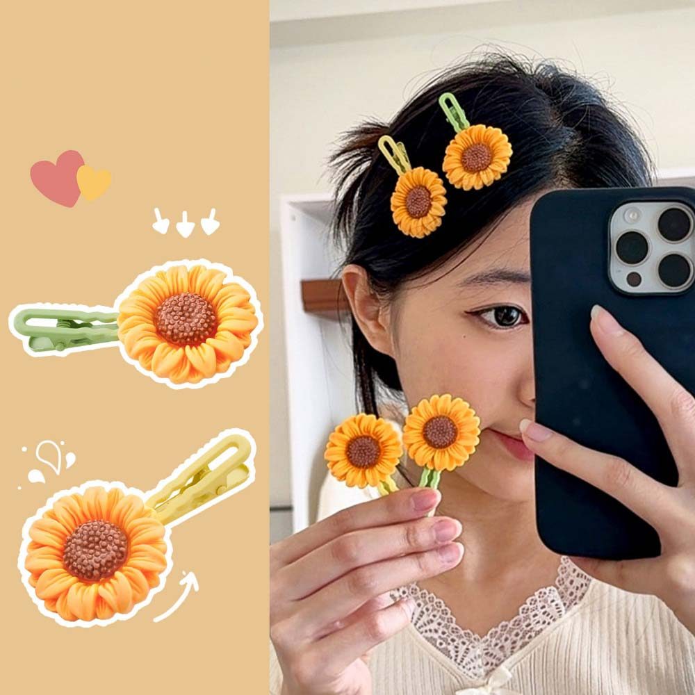 กิ๊บติดผมทานตะวันใหม่ - ปิ่นปักผมการ์ตูนหวาน และน่ารักสำหรับเด็กผู้หญิง ที่มีผมยุ่งเหมาะสำหรับจัด แต่งทรงผมชายหาด