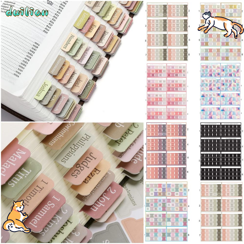 DUILIAN 120PCS Boho Bible Tabs, Multi-Color Easy Navigation แท็บพระคัมภีร์ลามิเนต, เคลือบสวย Self กา
