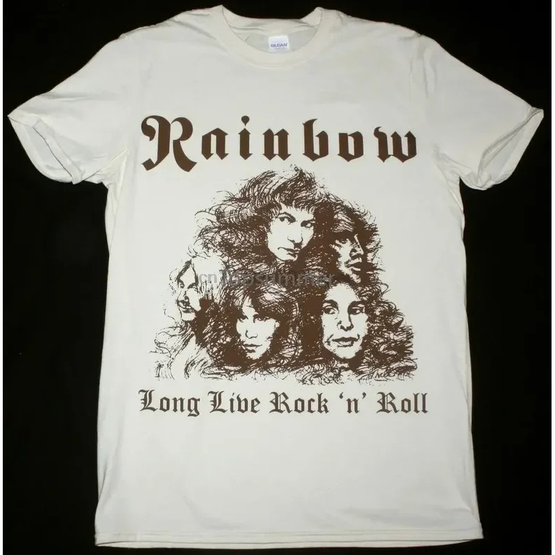 เสื้อยืดธรรมชาติ Rainbow Long Live Rock And Roll Hard Roocck Dio