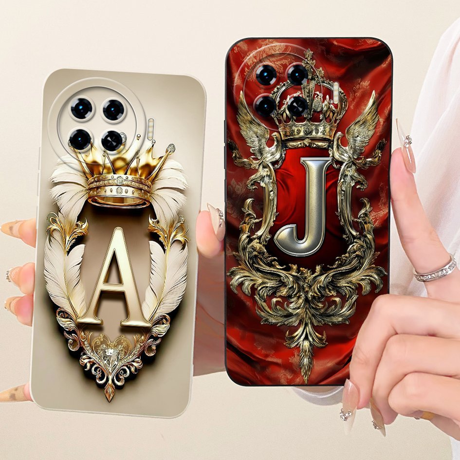 สําหรับ Tecno Spark 20 Pro KJ6 Casing แฟชั่นตัวอักษรเริ่มต้น Crown Case ซิลิโคนอ่อนนุ่มฝาครอบป้องกัน
