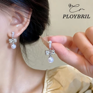 COD-🎀ต่างหูสตั๊ด Bow Pearl ละเอียดอ่อนหวาน สไตล์หรูหราแสง สำหรับผู้หญิง เครื่องประดับแฟชั่น ไม่ทําให้แพ้ง่าPLOYBRIL E050