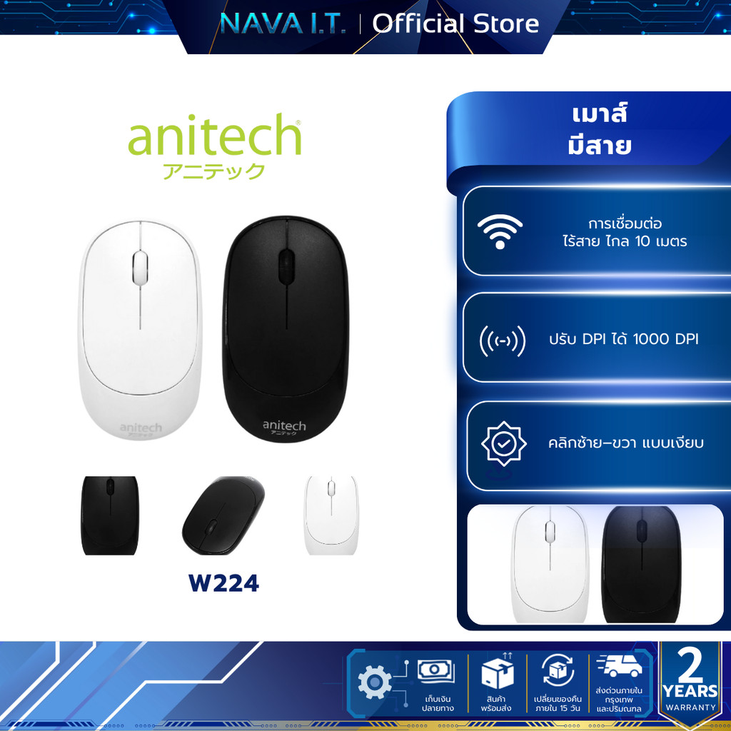 ANITECH W224 WIRELESS MOUSE SILENT CLICK เมาส์ไร้สาย ไร้เสียง