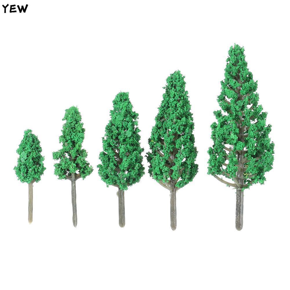 YEW 20PCS Miniature Pine Tree ตุ๊กตาเครื่องประดับ Fairy Garden Railroad ตกแต่งฉากรุ่น