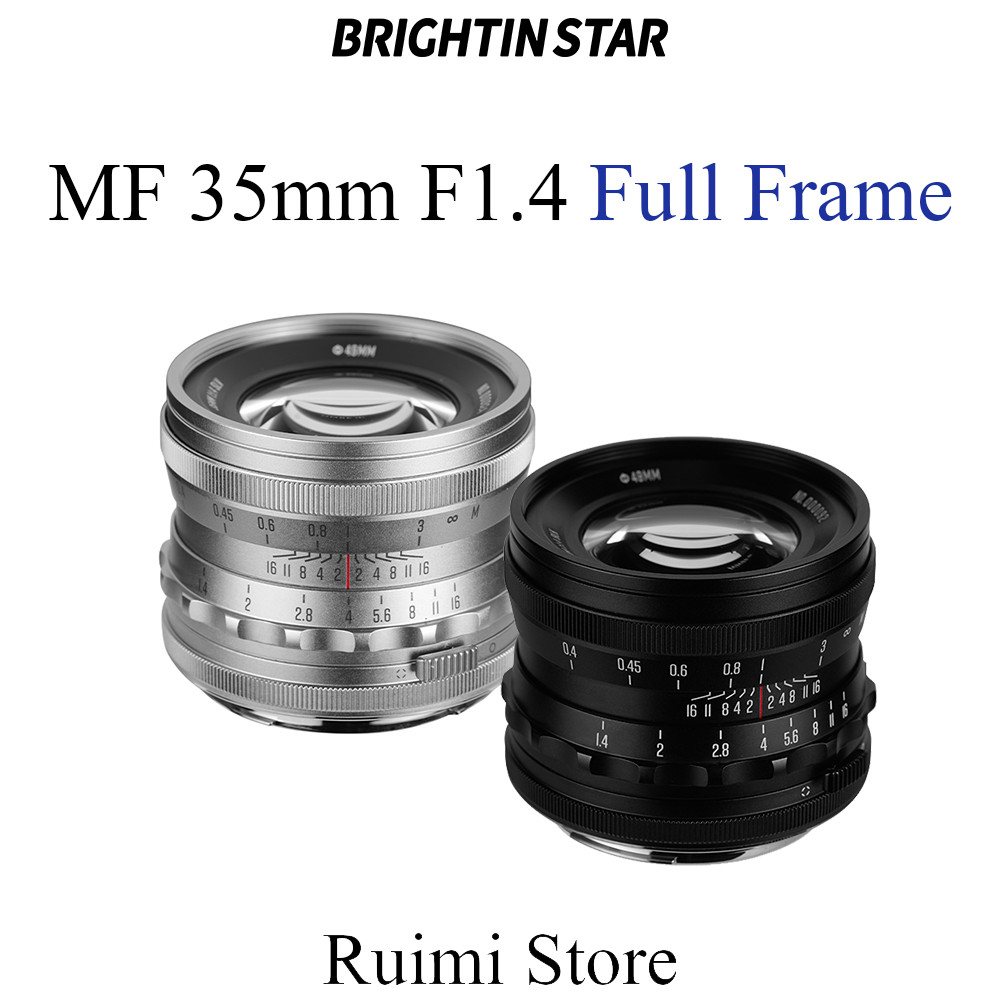 Brightin Star 35 มม.F1.4 Full Frame Manual Focus Prime เลนส์สําหรับกล้อง Mirroless 35mm f1.4