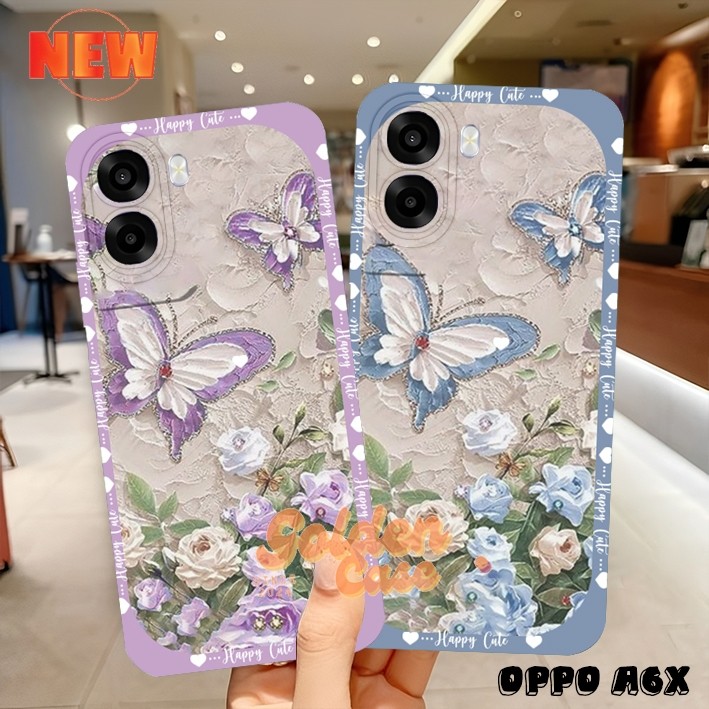 [172] Oppo A6x 4G 2025 - Oppo A6 4G/5G - ล่าสุด Aesthetic Butterfly Motif Modern Frame All Type Mobi