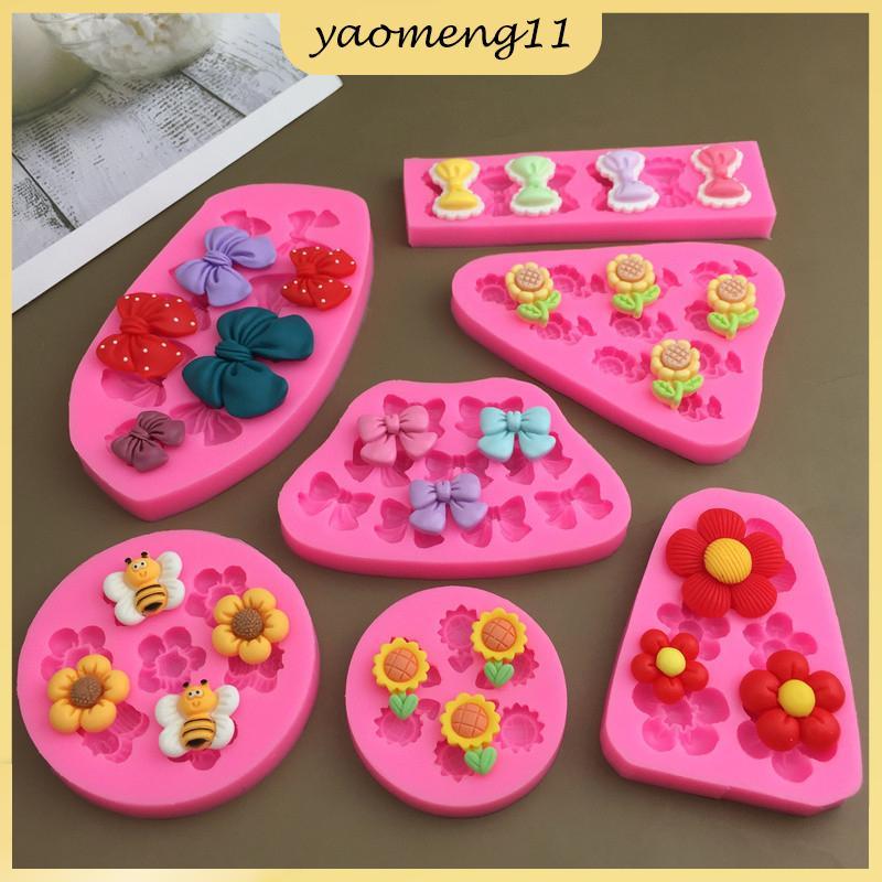 YM ดอกไม้การ์ตูนน่ารัก Bow Bee Fondant แม่พิมพ์ซิลิโคน DIY Cupcake Fondant เค้กตกแต่งช็อกโกแลต Candy เบเกอรี่แม่พิมพ์ TH