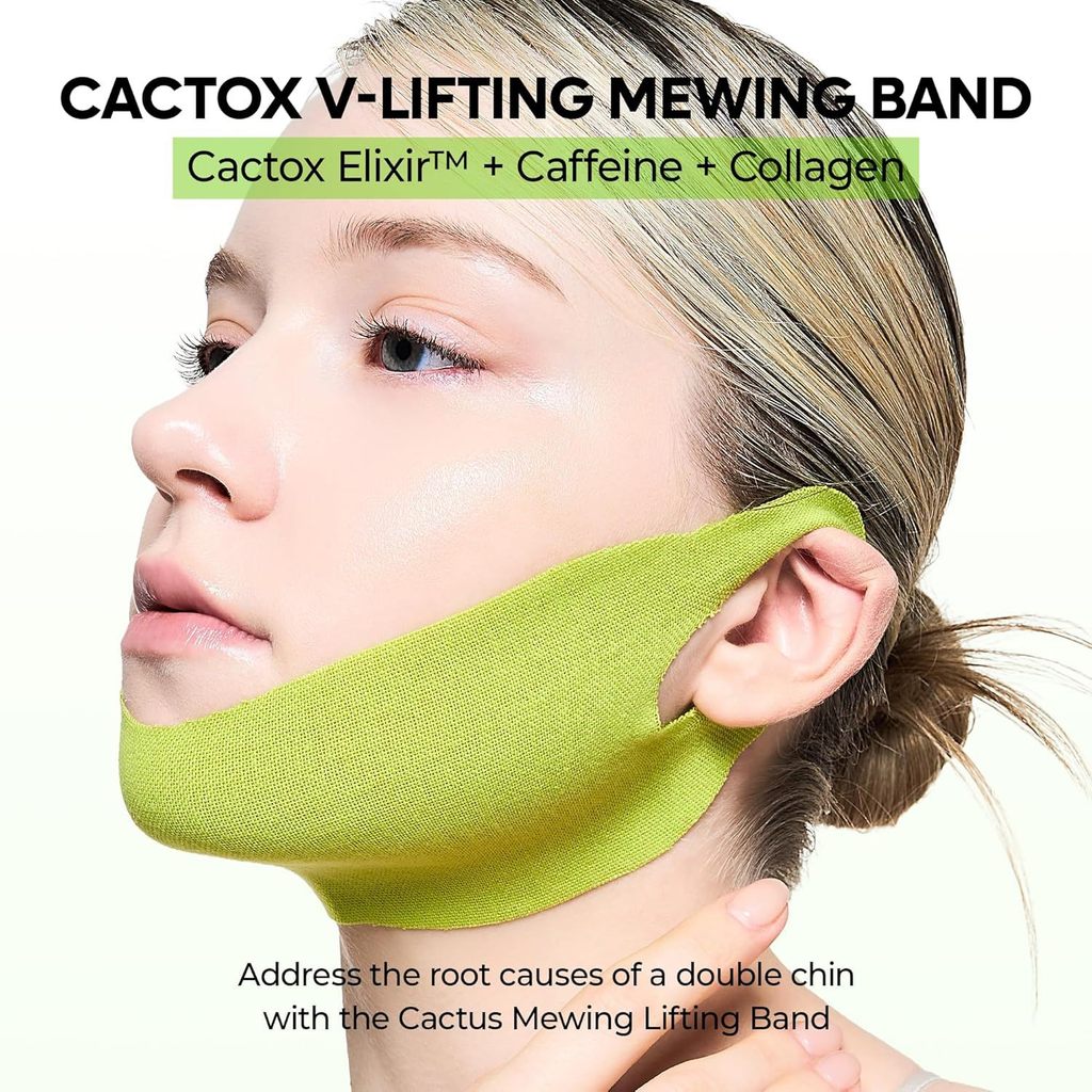 CACTOX V - Lifting Mewing Band สําหรับการกําจัดคางคู่, การยกกระชับใบหน้าและกระชับสัดส่วน | พร้อมคาเฟ