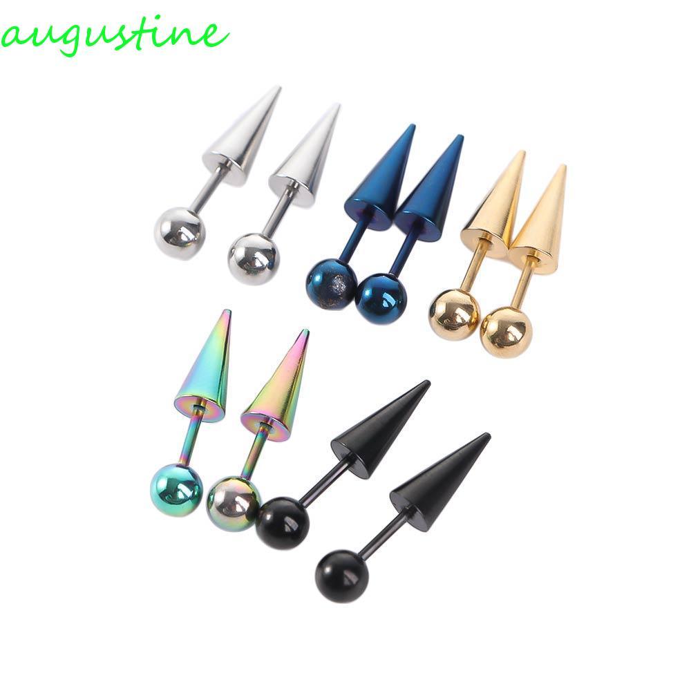 ต่างหูเจาะ Augustine แบบลูกบอลกลม ขนาด 2 ชิ้น เครื่องประดับแฟชั่น