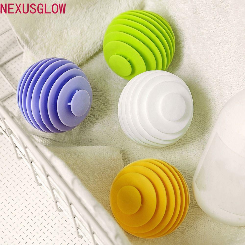 NEXUSGLOW ลูกบอลซักผ้ายางนุ่ม 3 ชิ้น, ลูกบอลล้างเสื้อผ้าเครื่องซักผ้าแบบใช้ซ้ําได้, ลูกบอลน้ํายาปรับผ้านุ่มในครัวเรือนสีสันสดใสแบบพกพาสําหรับซัก
